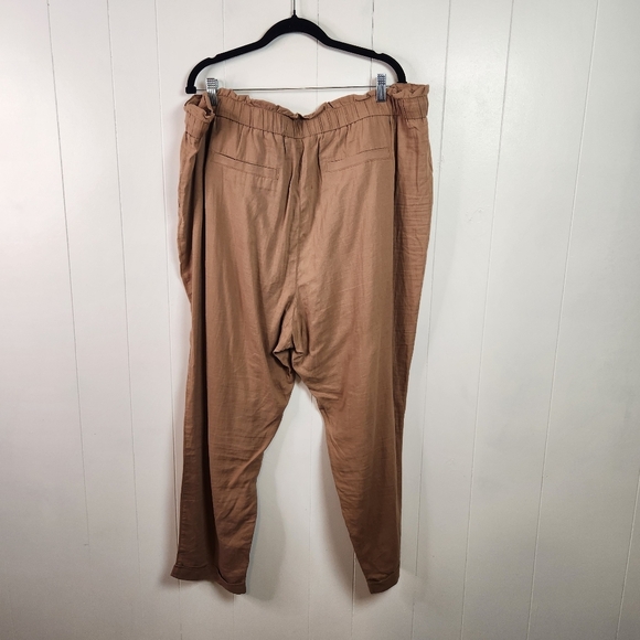 Penningtons Tapered Leg Linen Pull On Elastic Pants Beige Tan Size 2X Summer - Picture 10 of 12